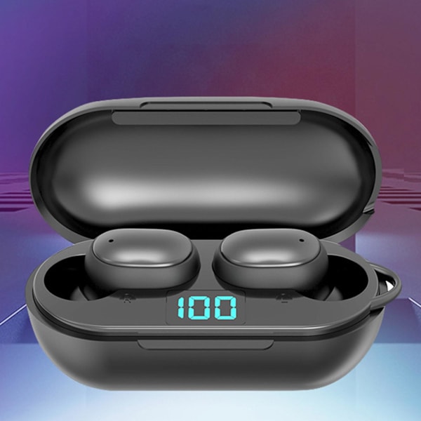 Bluetooth 5.0 trådlösa öronsnäckor med trådlöst laddningsfodral Stereo-hörlurar In Ear Inbyggd mikrofon Headset Premiumljud med djup bas för sport（Svart）