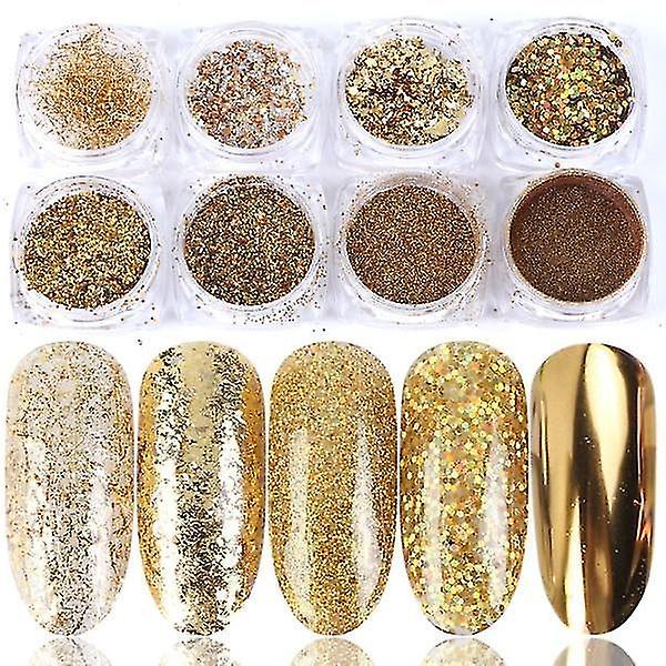 1506 07 Mix Glitter Nail Art Powder Flakes Set Holografiska paljetter för manikyr
