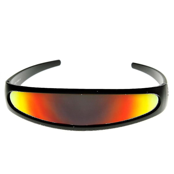 Smalle Cyclops Farvede Spejl Linse Visir Solbriller（Sort）