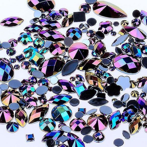 Svart AB Diy Icke-hotfix Flatback Akryl Nagelstenar Rhinestones Smycken För 3d Naglar Konst