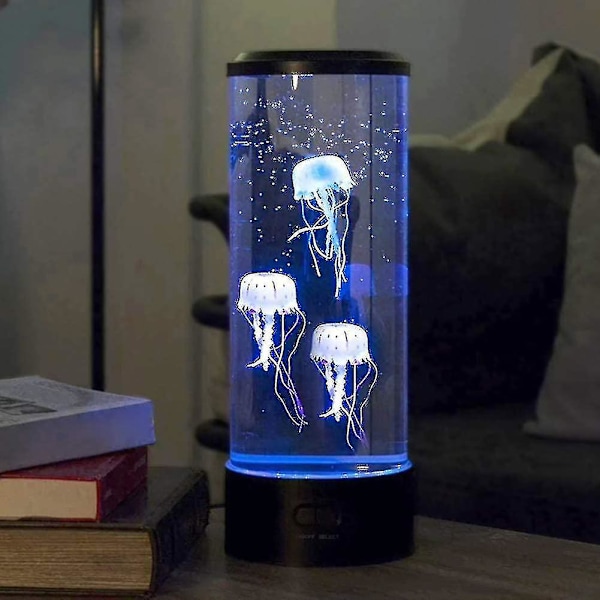 Led Jellyfish Lava Lamp, Usb Elektrisk Stämningsrunda, Med 3 Falska Lysande Maneter