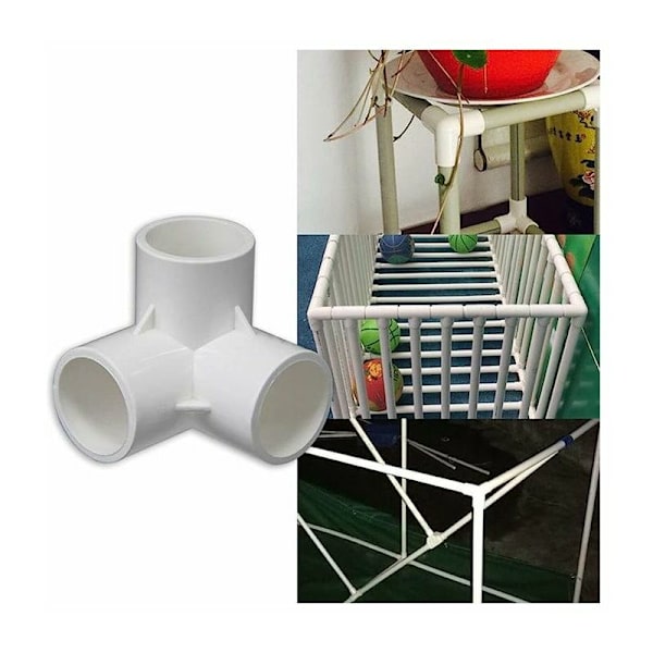 3-vägs PVC-koppling, PVC-rörkopplingar, tredimensionella kopplingar, möbelkopplingar, växthusram (storlek: 32 mm)