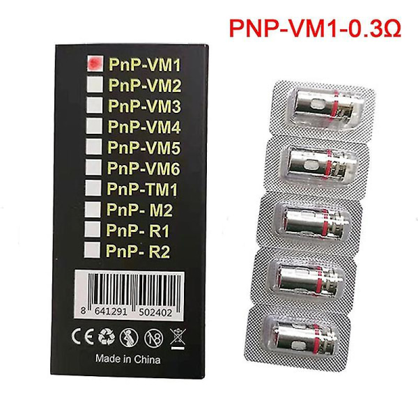 5 stk./æske Voopoo Pnp Coil Vm1/vm3/vm5/r1/m2 forstøvning Udskiftningskerne（A）