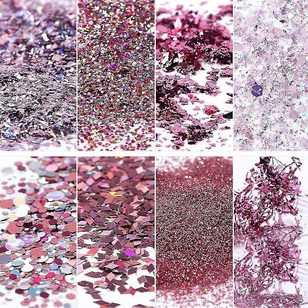 1585 F3.07 Mix Glitter Nail Art Powder Flakes Set Holografiska Paljetter För Manikyr