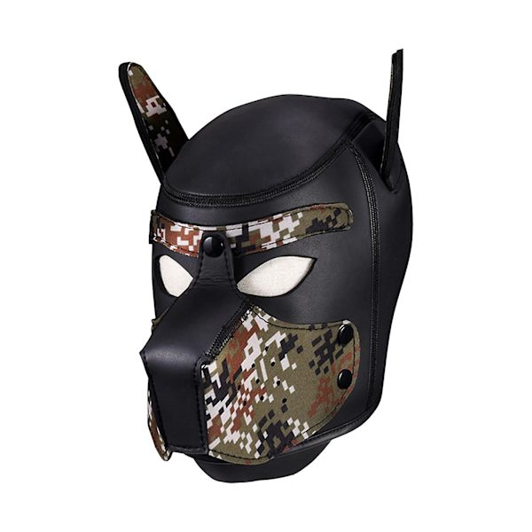 Vuxen Neoprene Valphuvud Mask, Avtagbar Cosplay Hund Full Face Valphuvud Mask För Halloween Cosplay（Kamouflage）