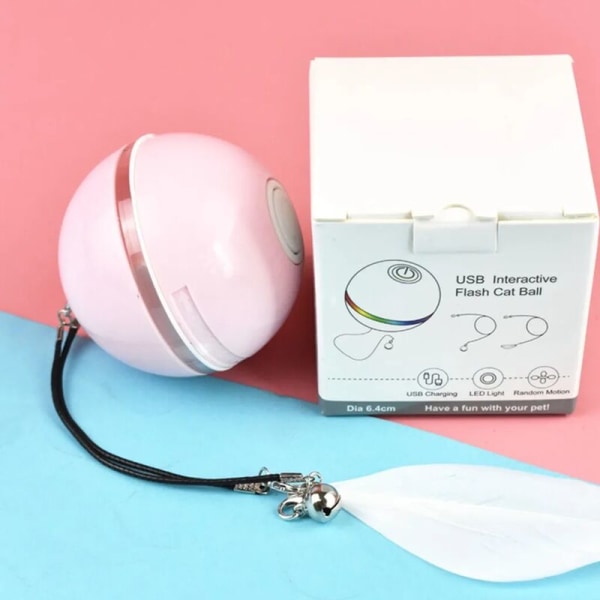 Osa/ set Älykäs automaattisesti pyörivä kissalelu kellolla ja jousella USB ladattava interaktiivinen kissalelu 7 cm sininen/vaaleanpunainen
