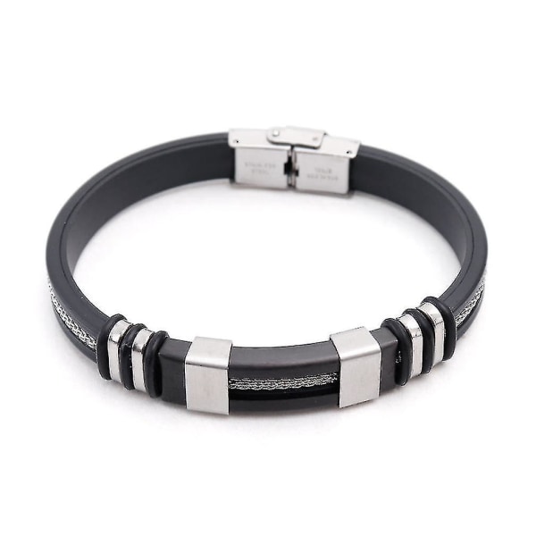 Punk sort læderarmbånd med rustfrit stål tilbehør overdrivelse