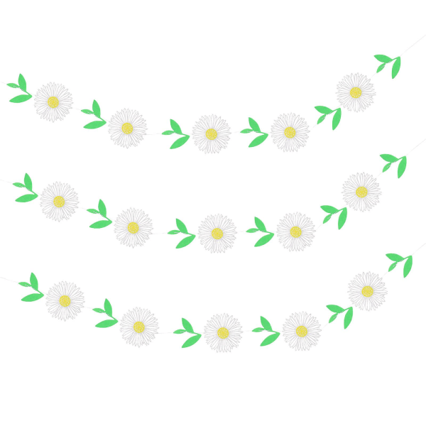3-pack Daisy Flower Hanging Banner Daisy Flowers and Leaves Garland Spring Daisy Party Supplies (12X12X1CM, som visas på bilden)