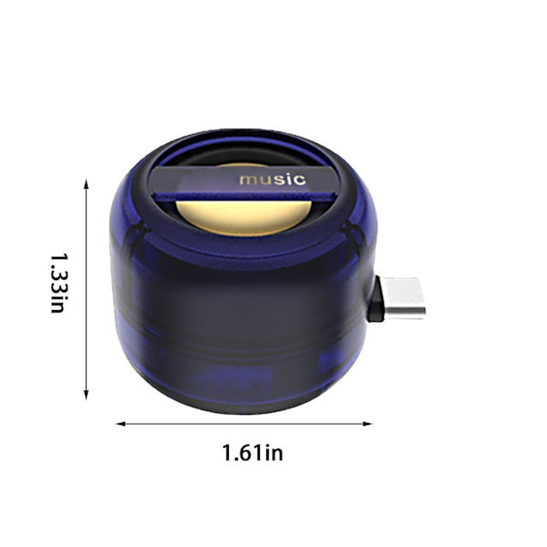 Mini bärbar högtalare, 2W mikrofonhögtalare linjeingångshögtalare, 250mAH kapacitet typ-c plug-in litet ljud för mobiltelefoner（Blå）