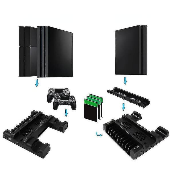Lodret stativ med LED-køleventilator til PS4/PS4 Slim/PS4 Pro Dual Controlle（1.0-version）