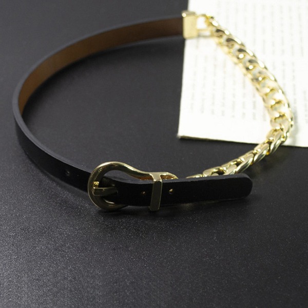Justerbar PU læder snor choker halskæde, 39cm, sort, til kvinder piger