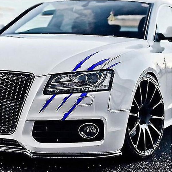 2 stk. Refleks Monster Klo Merker Stripe Merker Auto Frontlykt Klistremerke (Blå)