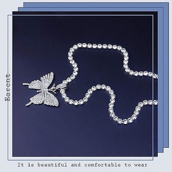 Krystall sommerfugl choker halskjede rhinestone anheng halskjeder kjede glitrende sommerfugl smykker mote fest tilbehør for kvinner og jenter
