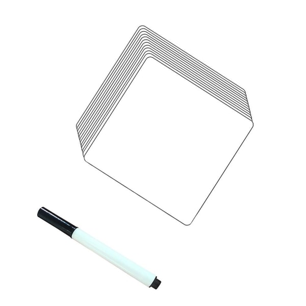 12 STK Whiteboard-klistremerker Gjør-det-selv-avtakbare etiketter med tørkeslettnotater (10X10 cm, hvit)