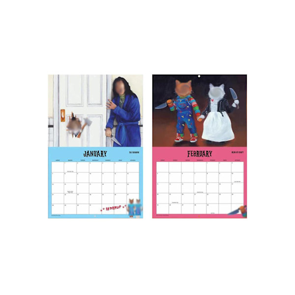 Scaredy Cat 2024 Månedlig Kalender Veggkalender for Hjemmekontor