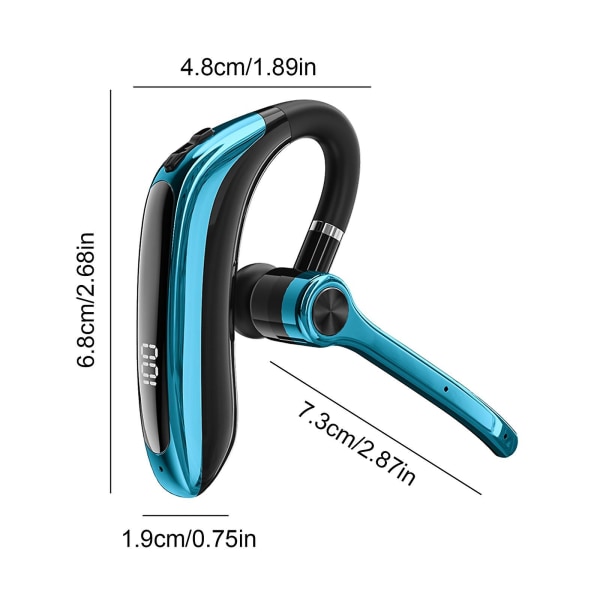 Bluetooth 5.3 Öronmonterade Långdistans Ledda Samtal Brusreducering Digital Display Sport In Ear Trådlösa Öronproppar（Blå）