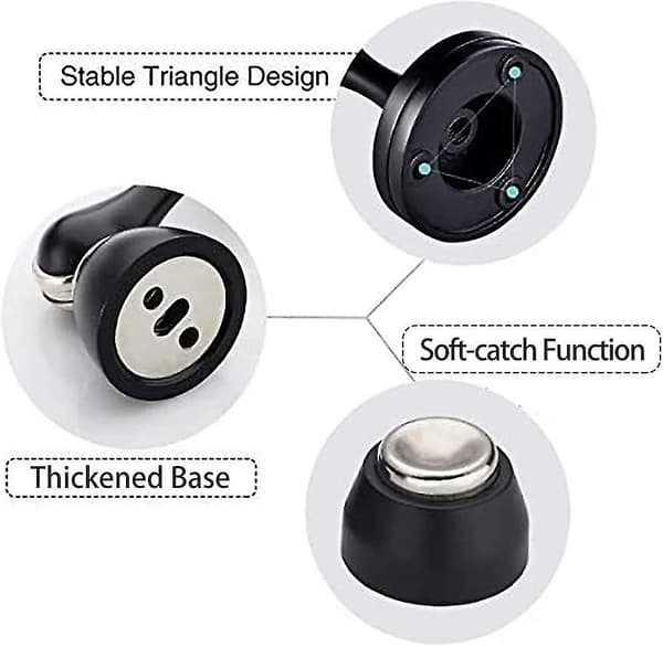 Dörrstopp, magnetisk dörrstopp i svart satinless stål, 2-pack