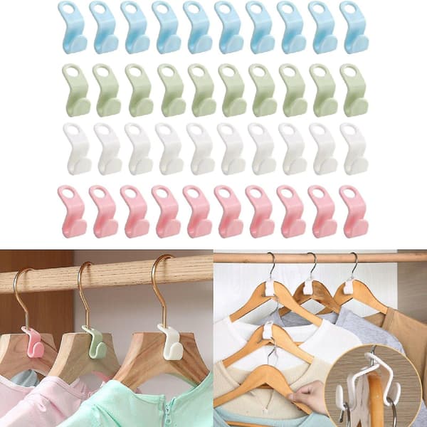 Klädhängare Connector Hooks Closet Hangers Organizer Space-saving Clip(1pack-vit)