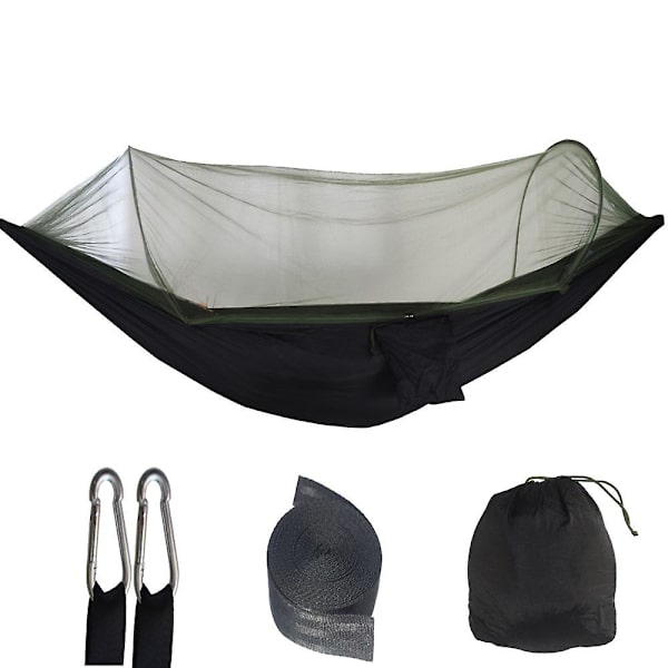 Utomhus hängmatta dubbel och enkel bärbar hängmatta utomhus inomhus backpacking resor strand bakgård vandring camping tillbehör (svart)