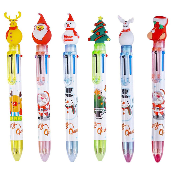 6 pack of cute ballpoint pens, student ballpoint pens, Christmas style pens, student stationery (17.5X2X2CM, multi-color)