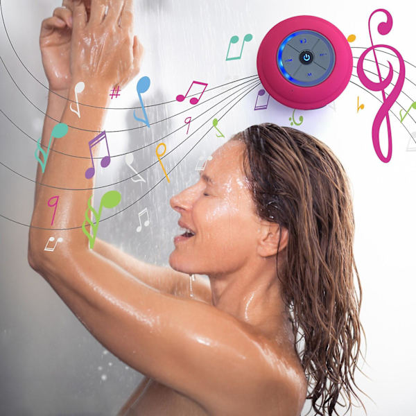 Bärbar Bluetooth-högtalare Trådlösa Duschhögtalare För Telefon Bluetooth Subwoofer Hand Free Bilhögtalare Högtalare（Rosa）