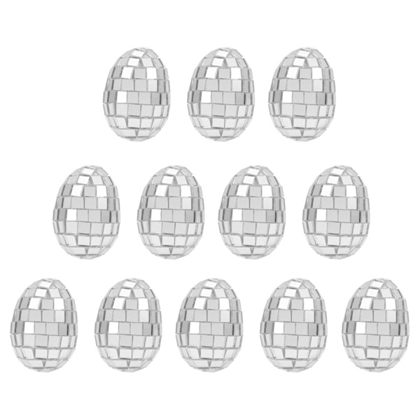 12-osainen pääsiäispeilipallokoriste munankuoren muotoinen peilipallo juhlapallo heijastava peilipallo (4.50X4.00X4.00CM, kuten kuvassa näkyy)
