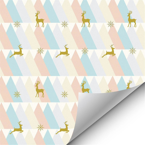 Presentinslagningspapper Snöflingor Renmönster För Jul X-mas Födelsedagsfest Diy Hantverk 55x300cm/21.65x118.11in