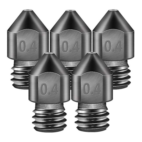 5 st härdat stålmunstycken 0,4 mm härdat stål Mk8-munstycke hög temperatur spetsiga slitstarka munstycken 1,75 mm