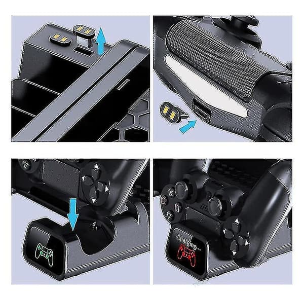 Lodret stativ med LED-køleventilator til PS4/PS4 Slim/PS4 Pro Dual Controlle（1.0-version）
