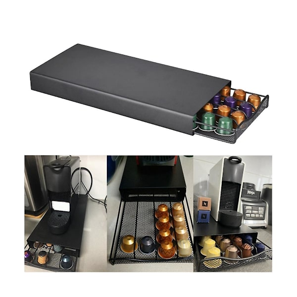 Lådtyp Organizer Kaffe Kapselhållare 40 Kapsel Förvaring Låda Klassisk Svart Kaffe Kapsel