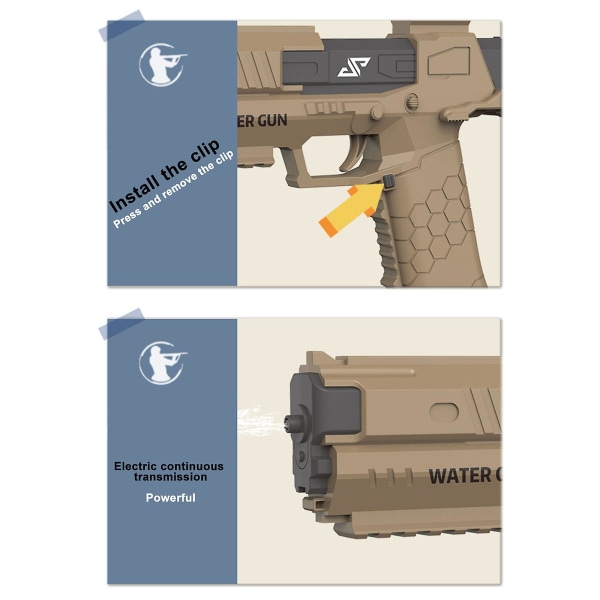 Elektrisk vannpistol 550CC + 60CC automatiske høyytelsessprøytepistoler for voksne og barn Sommer svømmebasseng Strand utendørs（brun）