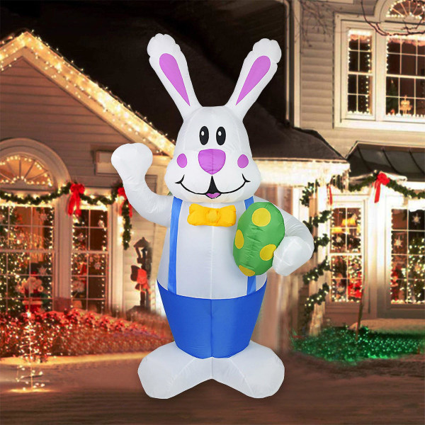 Påsk uppblåsbar stående kanin Uppblåsbar modell Glödande semesterdekoration（A）