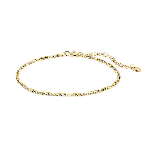 925 Sterling Sølv Plating 14k Gullfarget Armbånd Dame Enkelt Bra（Gullfarget Platert）