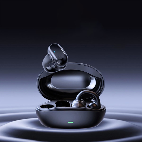 Trådlösa öronklämmor Skeleton Conduction-hörlurar, Bluetooth 5.3 vattentäta hörlurar med öppna öron, använd för löpning, sport, cykling, bilkörning (svart)