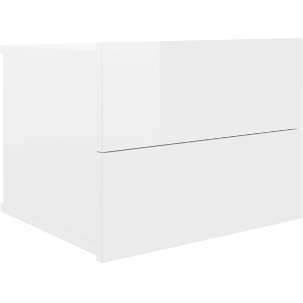 Sängbord 2 st högglans vit 40x30x30 cm trämaterial