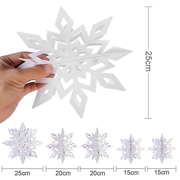 3D snöflinga dekoration 3D snöflinga hängande dekorationer med spiral för vinterfest sovrum takdekoration fönsterdörr semester prydnad festiva