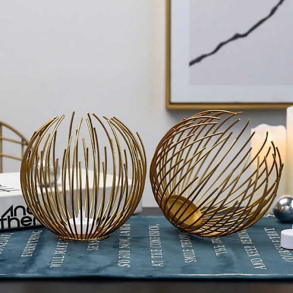 Geometrisk form ljusstake, ihålig design, bröllopsdekoration järnljusstake