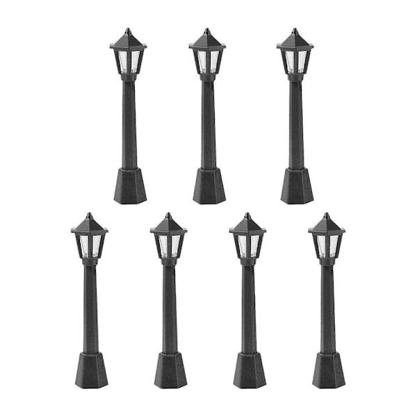 7-pakke mini simuleringsnattlys dekorativt mikrolandskapslysmodell (svart) (7,5X2CM, svart)