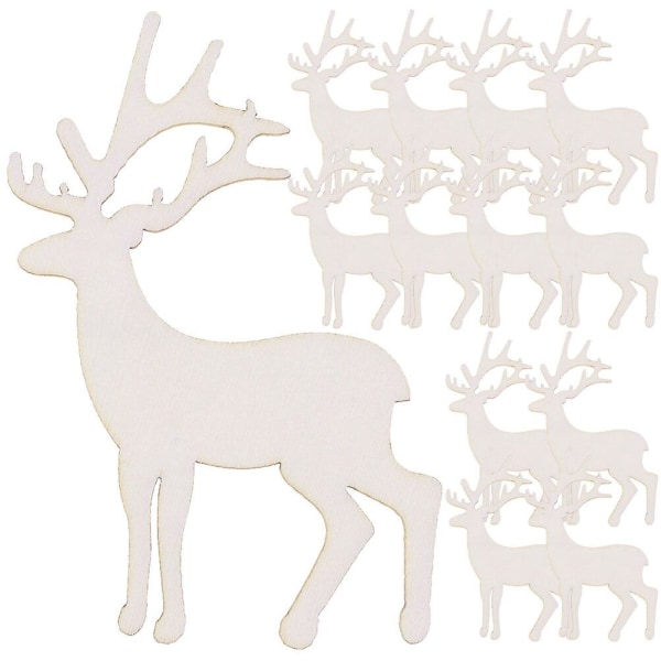 25 stykker hjortformede papirkuttede DIY-blanke hjortstykker uferdige trestykker (0,2X5X8,5CM, som vist på bildet)