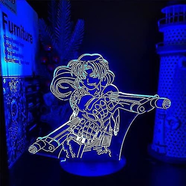 Black Lagoon Revy 3d LED Natlampe Anime Illusion Bordlampe Farveskiftende Lampara Soveværelse Dekoration Natlys Børnefødselsdagsgave