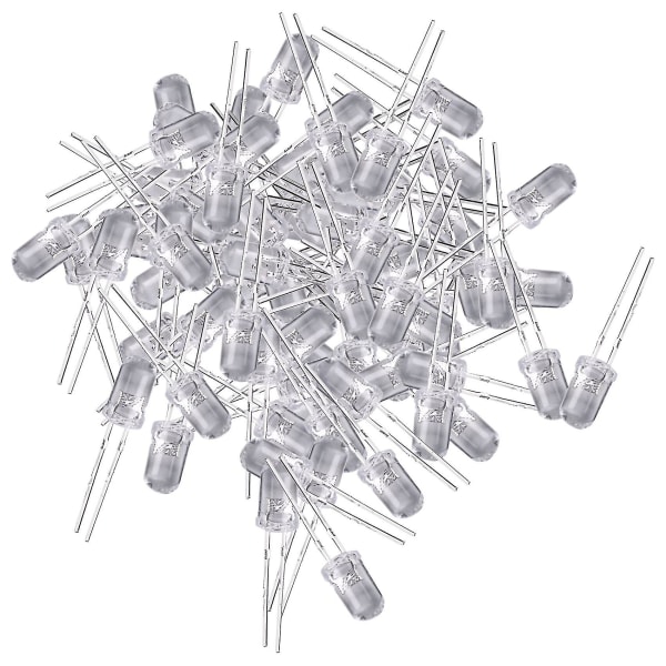 100 stk. 5mm varmt hvide LED-diodelys DC 3v 20ma pære elektronikkomponenter lysemitterende diode