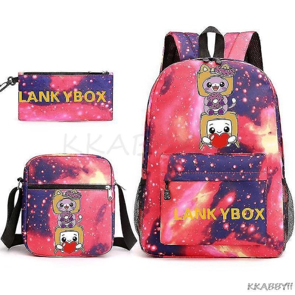 Lankybox skolväska tecknad axelväskor casual canvasväska student laptop Mochilas（bildfärg）