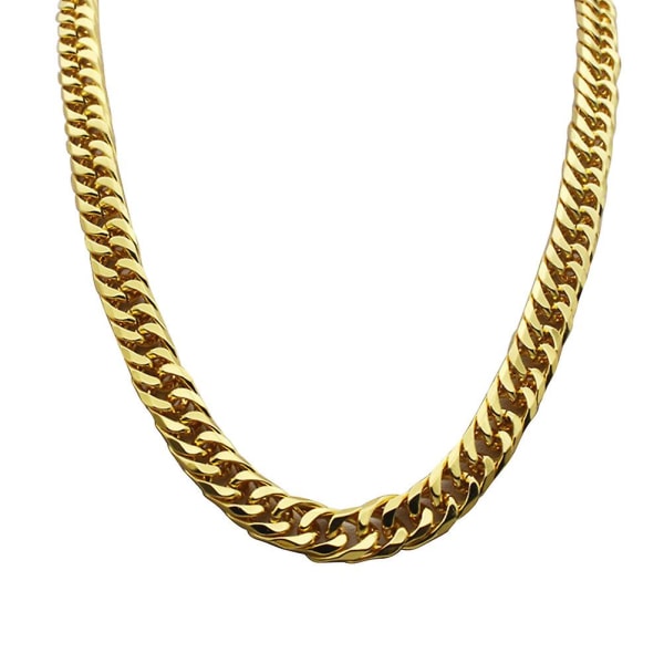 Fasjonabelt enkelt imitert gullkjede for menn tykk personlig halsdekorasjon 60 cm (gull) (60.00X1.20X0.50CM, gull)