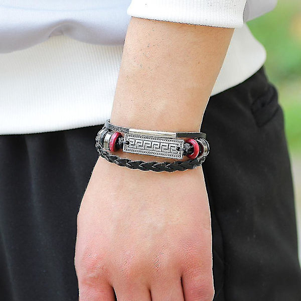 Fadish Retro Perle Læder Armbånd Med Legering Tilbehør