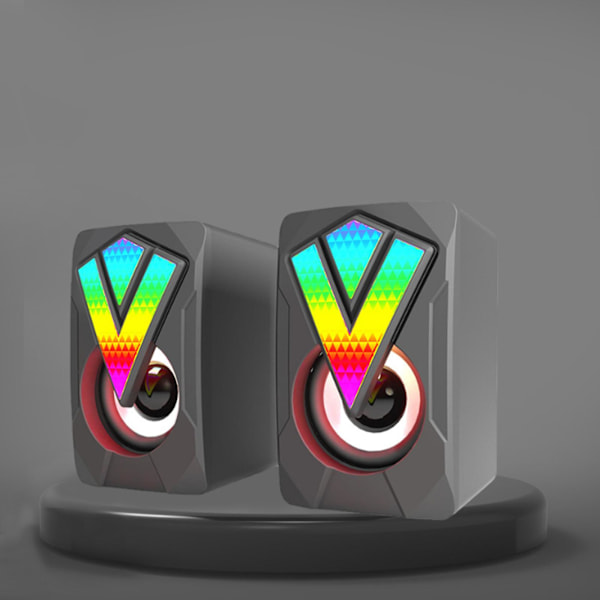 Den nya datorn RGB Glowing Speaker Multimedia Desktop Game Mini Wired USB Audio System är utsökt och kompakt, med klar ljudkvalitet（Svart）