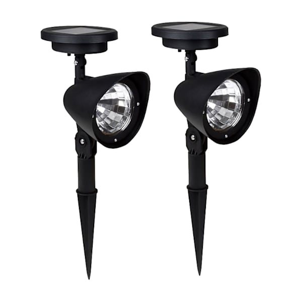 Solcellsbelysning för utomhusbruk, superljus justerbar solcell, markplugg trädgårdsbelysning för trädgård/trädgård/stig/pool/balkong (2-pack, kallvitt)（svart）