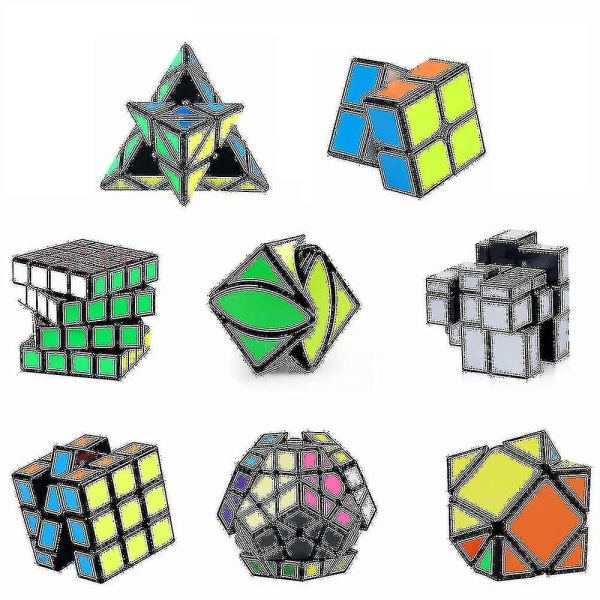 Hastighet Kub Set, Magic Cube Bundle 2x2 3x3 4x4 Pyramid - Leksak Pussel Kub För Barn Och Vuxna Set Av 8 (xq)