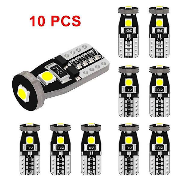 10 stk W5w T20 12v 2w Bil Halogenpære 194 168 LED-pærer Instrumentlys Dashbordpære Bil Interiørlys Bilstyling