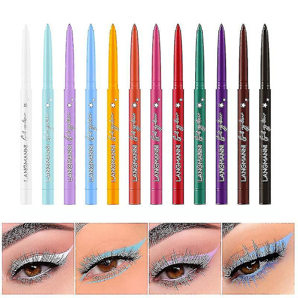 12-färgad matt eyeliner, snabbtorkande och inte lätt att blekna