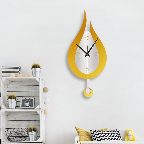 Modern väggklocka med vattendroppdesign, kreativ pendelklocka i akryl (silver)